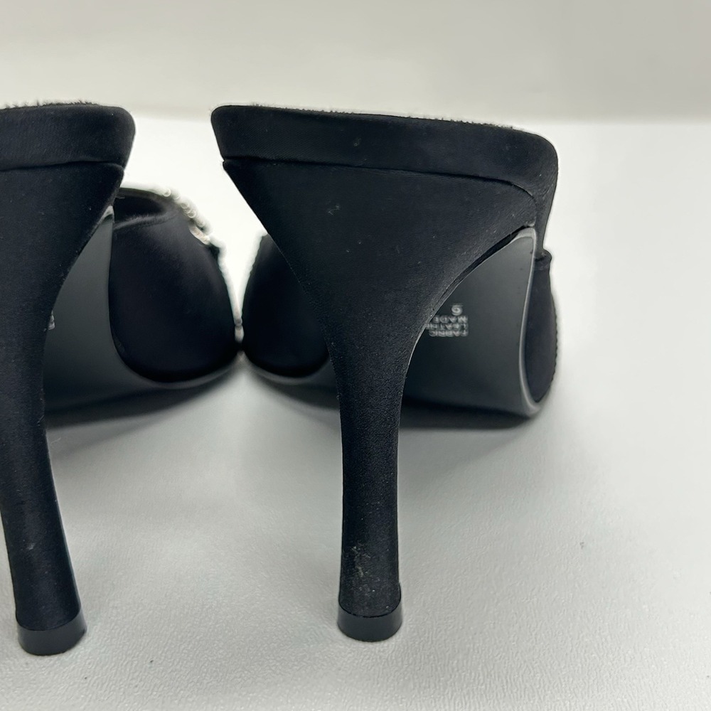 Vintage Parade Y2K Black Rhinestone Stiletto Mule Heels Party Cocktail Size 6 - Picture 10 of 14